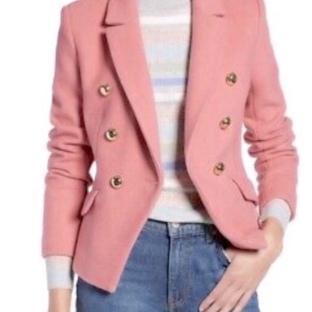 Women's Pink Double-Breasted Blazer